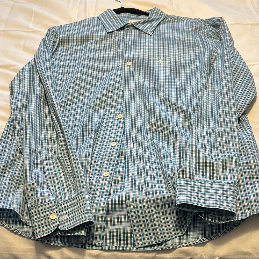 Dockers Blue and White Plaid Button Down Shirt